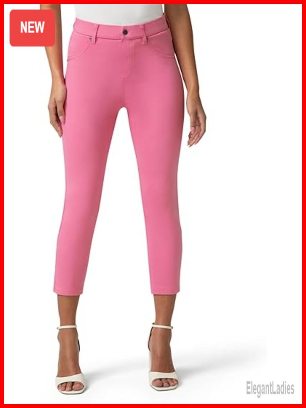 Ultra Soft High Waist Denim Capri Leggings - Cotton Blend Stretch Pull On